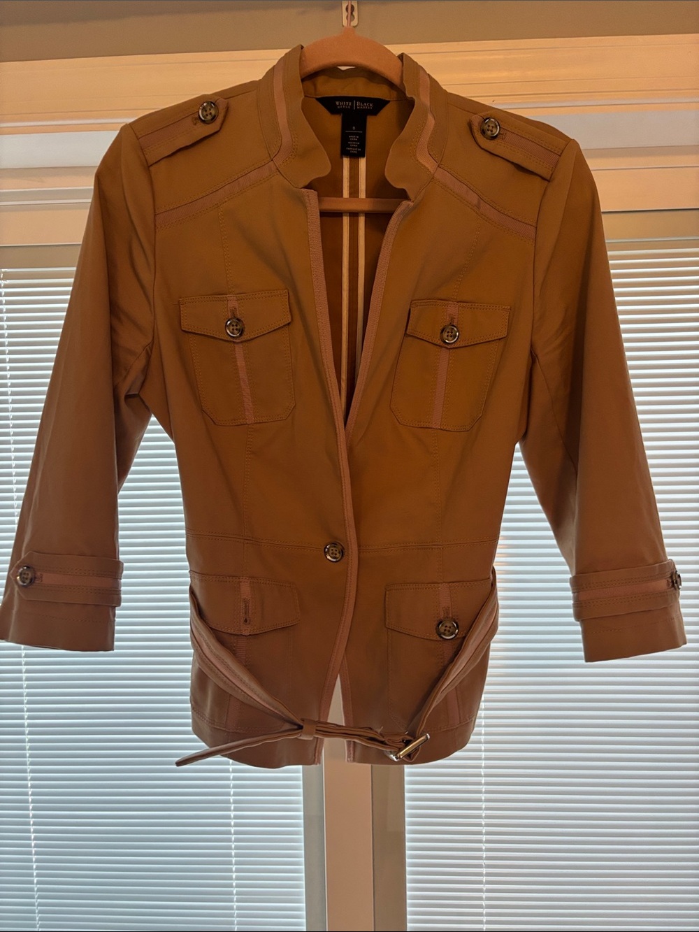 White House Black Market Women's Brown Utility Jacket with Belt